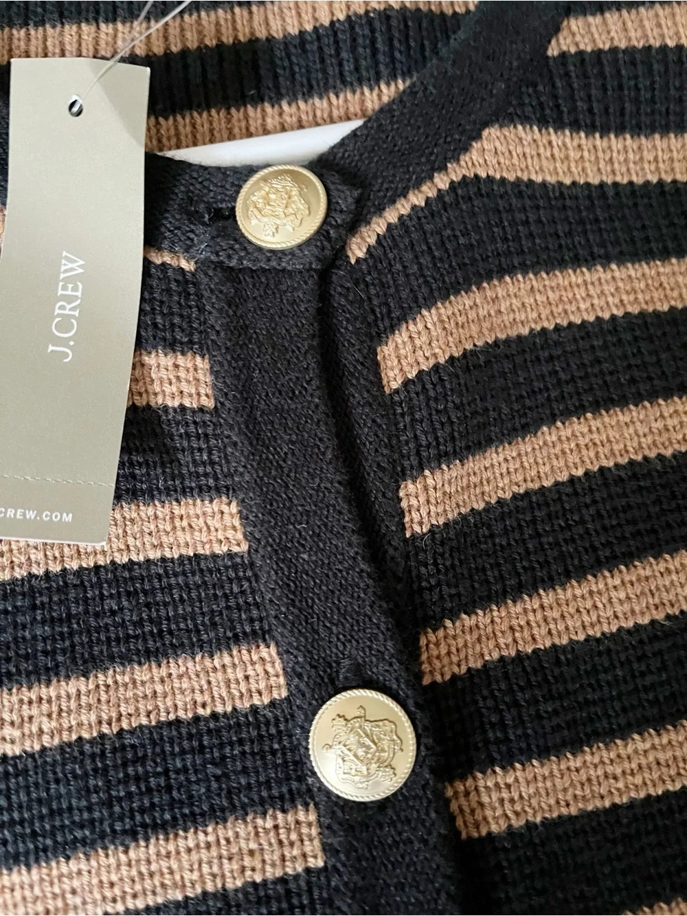 J Crew black/brown striped Emilie cardigan Lady Jacket